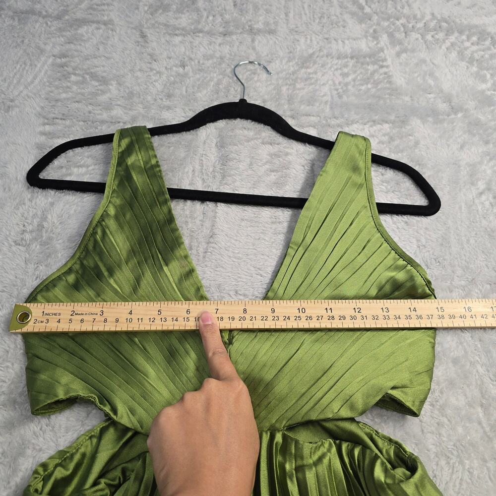Abercrombie & Fitch Green Pleated Maxi Dress Sz S Cutout Open Back Wedding Guest - Picture 10 of 13